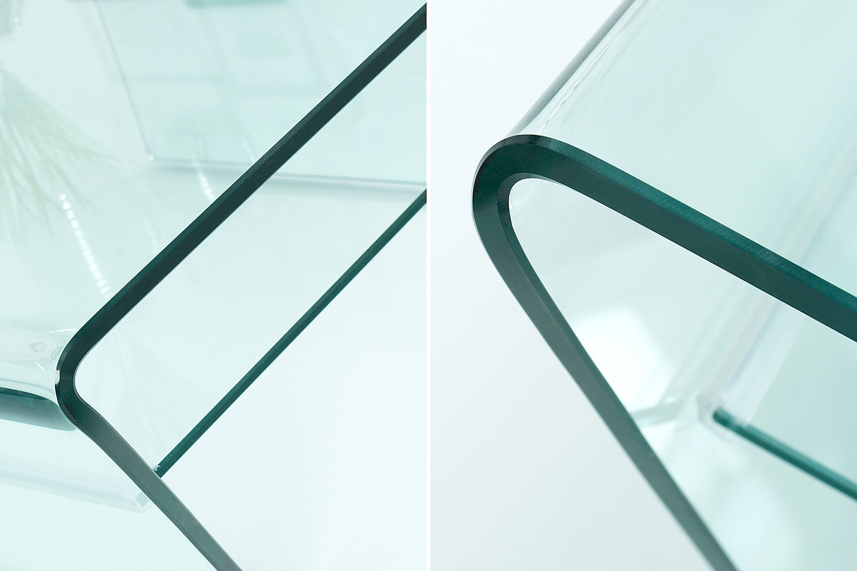 Coffee table FANTOME 70cm trapeze w/ tray 12mm tempered glass