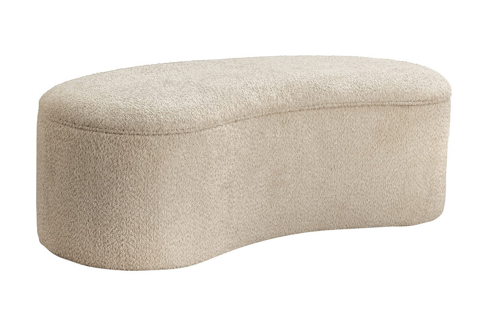 Sitzbank ELEMENTAL 120cm gepolstert mit Stauraum Bouclé Champagner-Beige