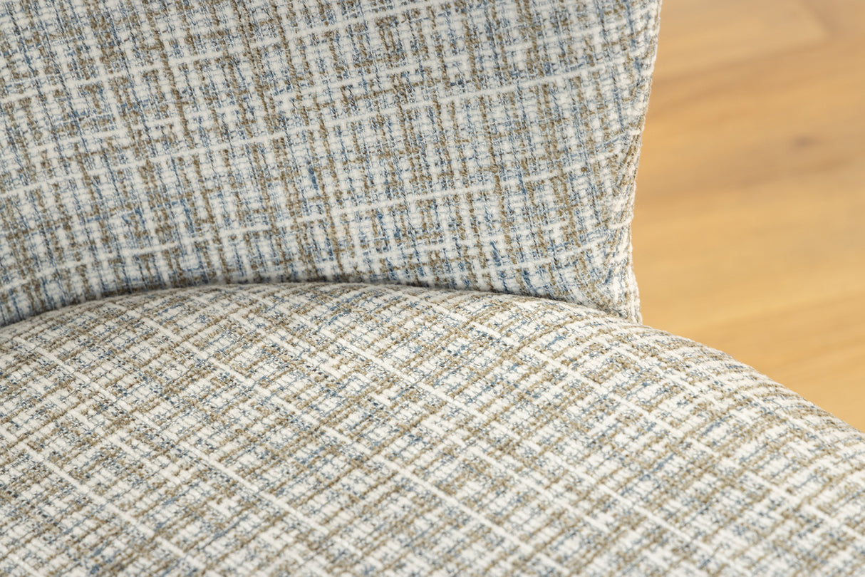 Stuhl LYON Bouclé blau kariert