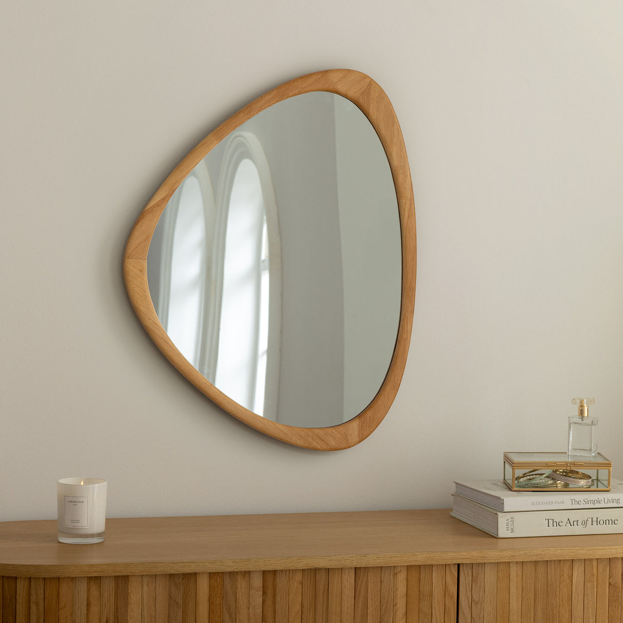 Wall mirror ORGANIC 65cm massive wood oak wood look