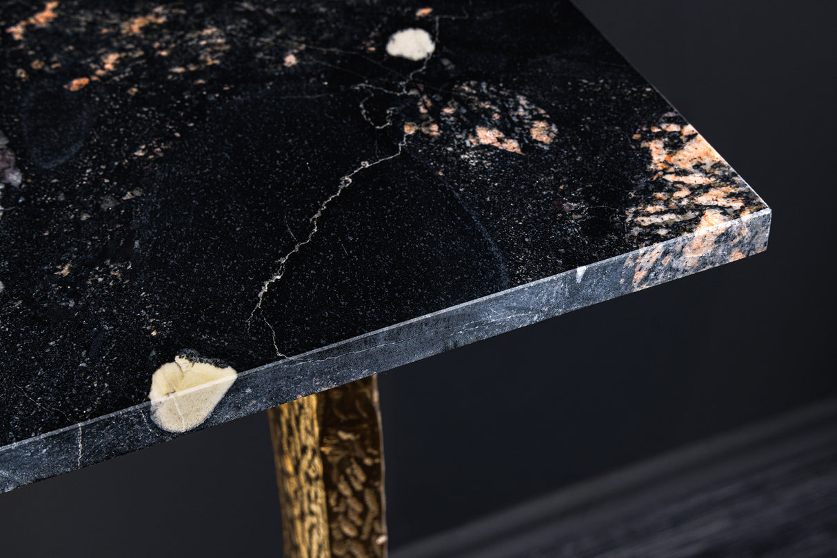 Console OMEGA 80cm marble black w/ golden frame handmade