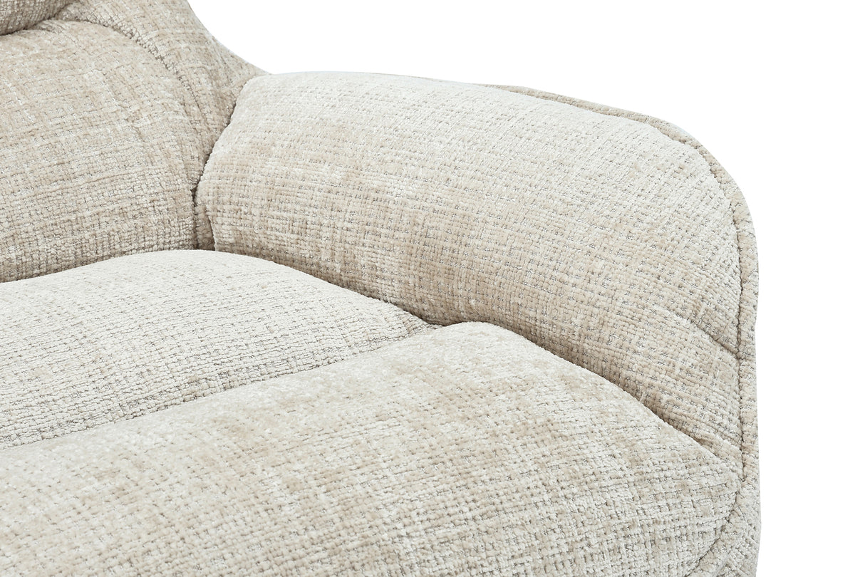 Sessel CLOUD 360° drehbar Strukturstoff champagnerbeige mit schwarzem Metallgestell