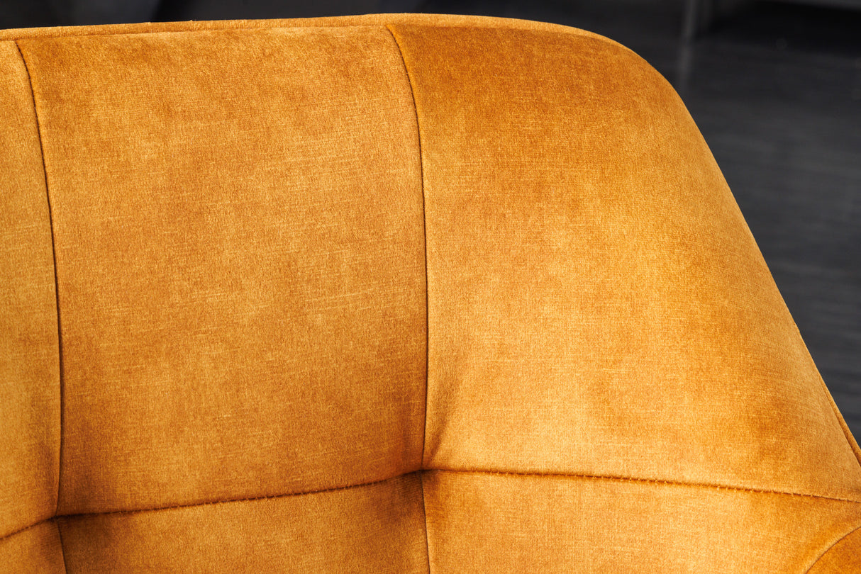 Swivel chair LOFT 180° with armrests velvet mustard yellow