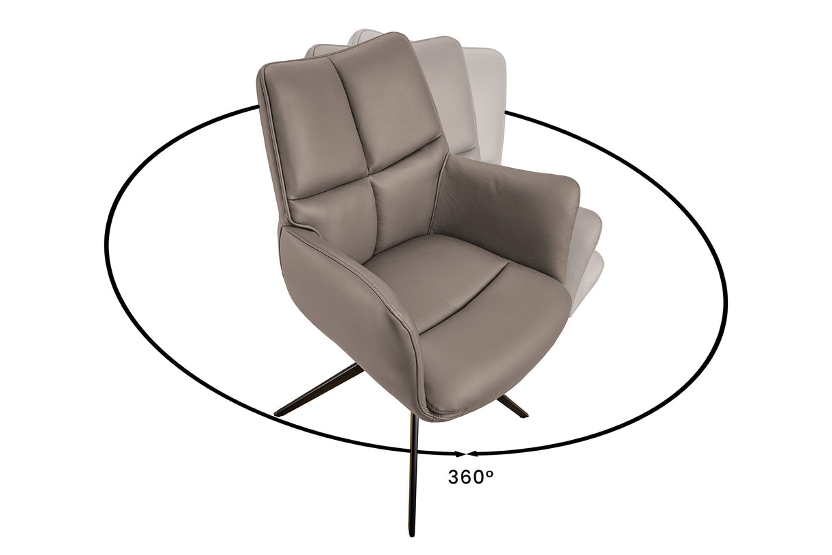 Drehstuhl PAPILLON 360° drehbar m/ Armlehnen Gestell schwarz Leder braun