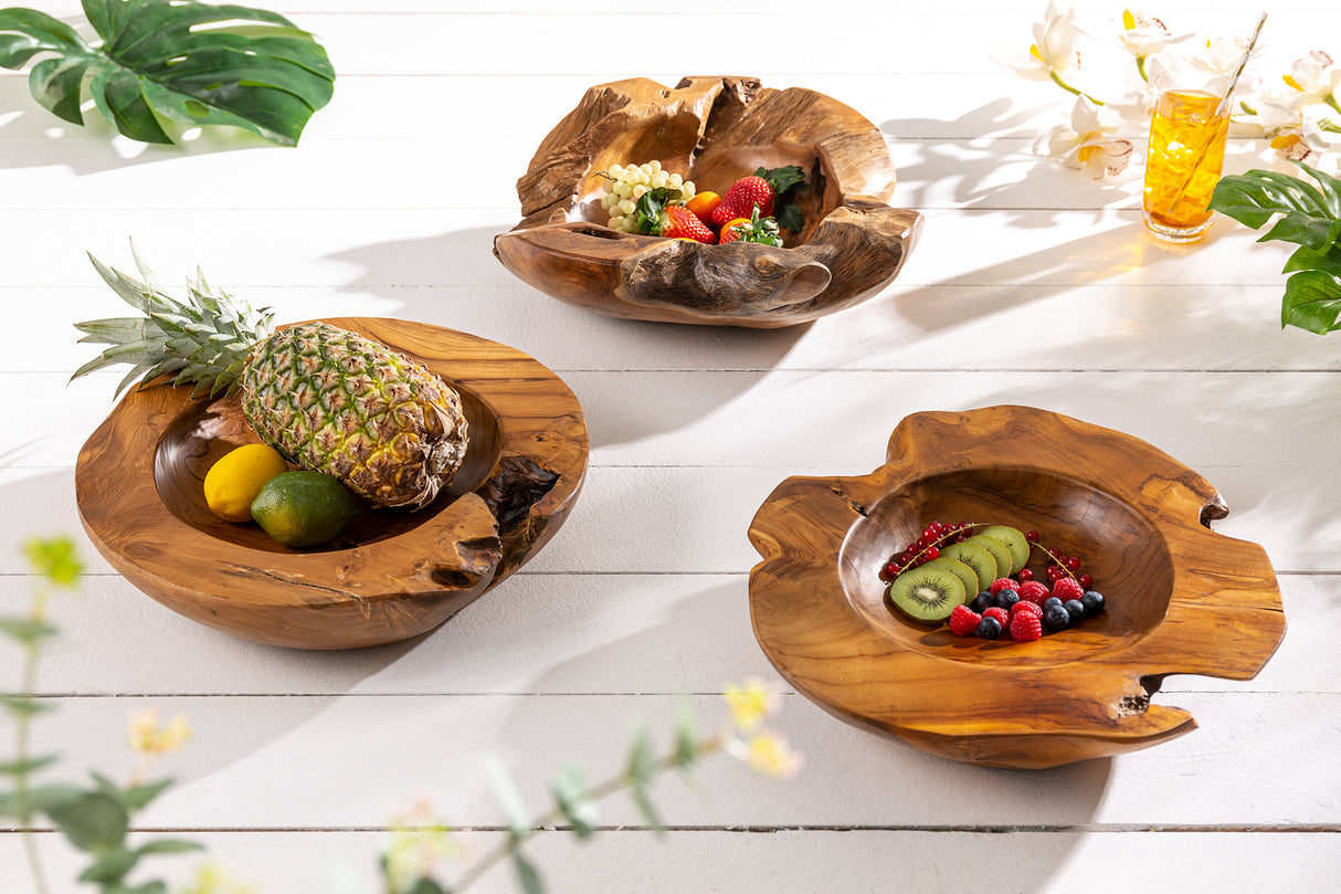 Root wood bowl 40cm teak wood natural