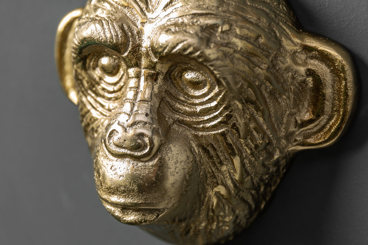 Wall decoration coat hook THREE APES set of 3 gold