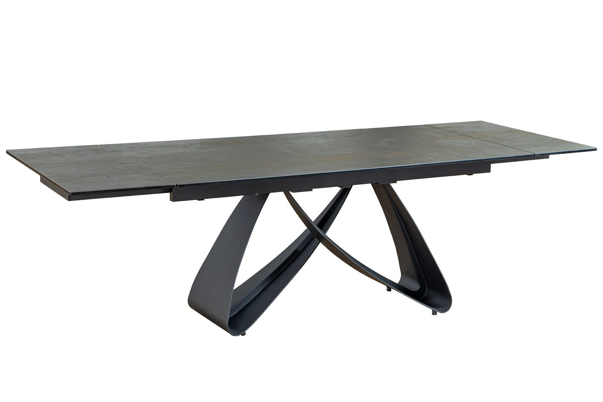 Esstisch INFINITY 180-220-260cm Marmoroptik Rost Schwarz Keramik Hartglas