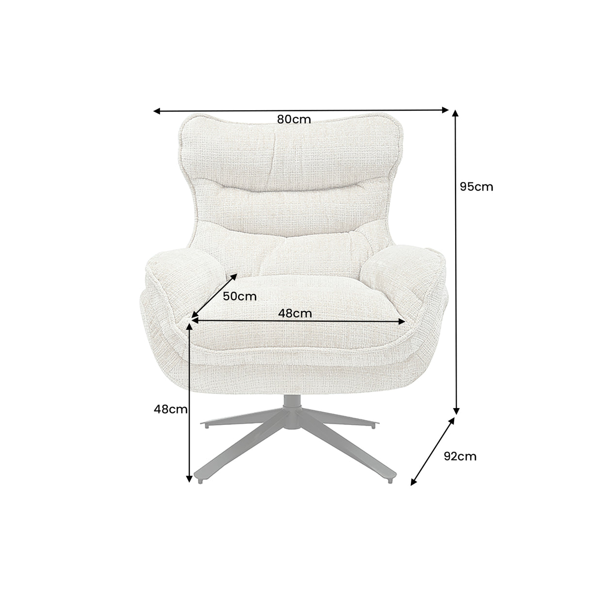 Sessel CLOUD 360° drehbar Strukturstoff champagnerbeige mit schwarzem Metallgestell