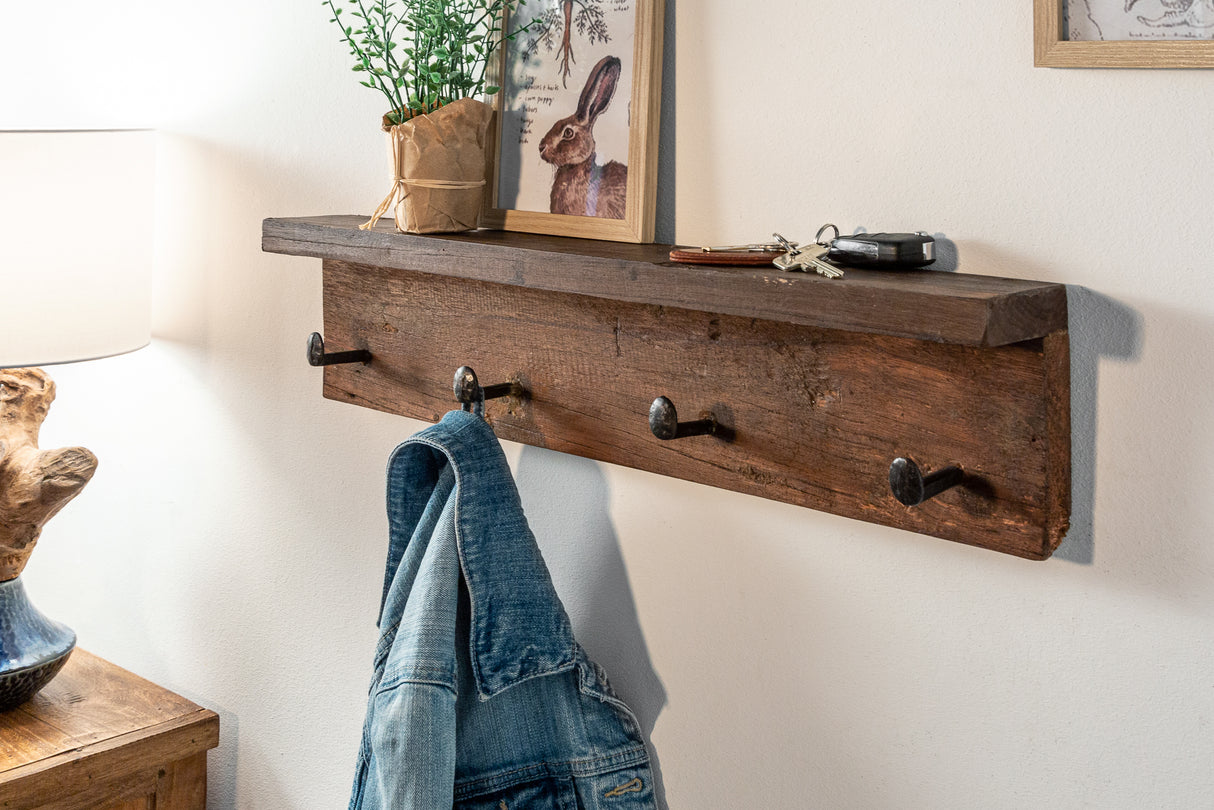 Wall coatrack HEMINGWAY 60cm recycled massive wood