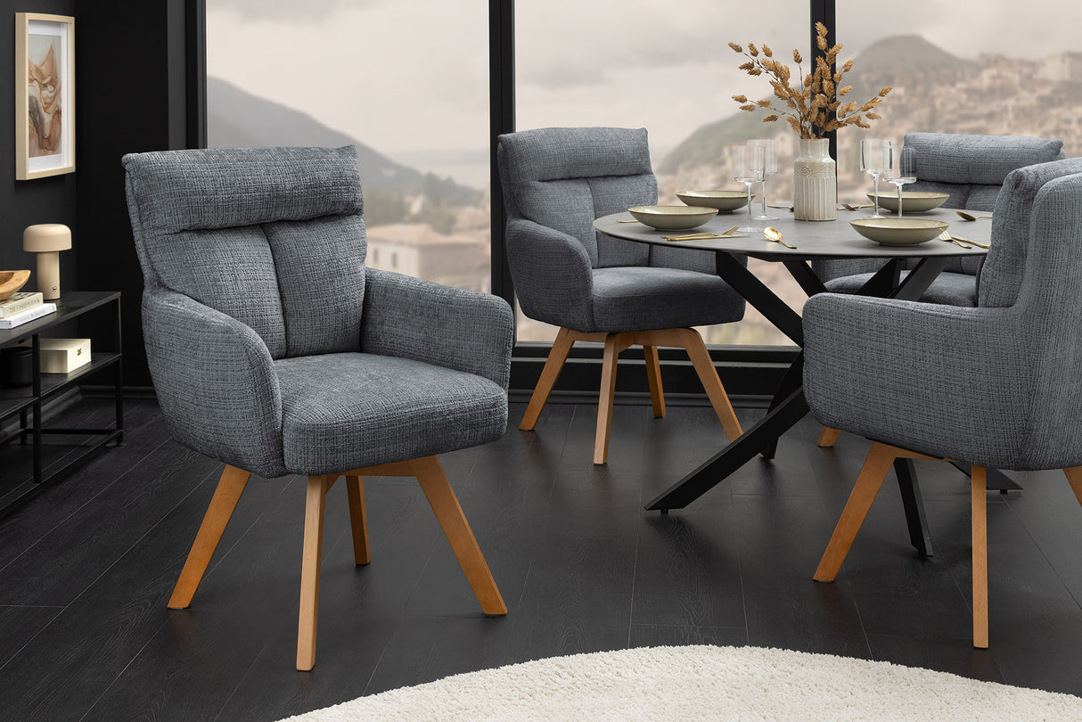 Drehstuhl BIG GEORGE mit Armlehnen, Chenille-Stoff grau, drehbar