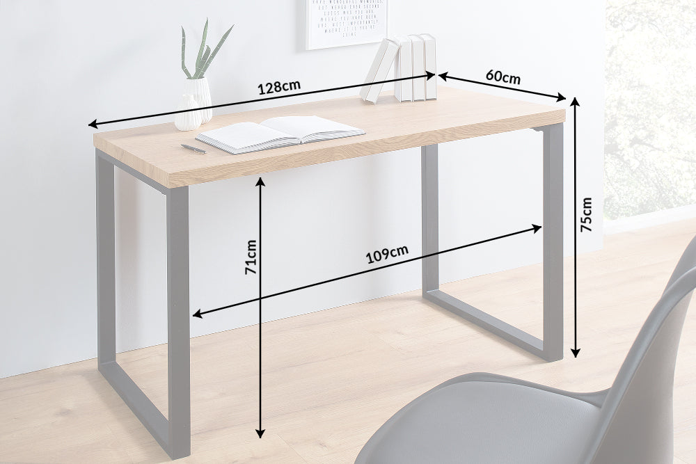 Büroschreibtisch OAK DESK 120cm Eiche schwarz Eisengestell