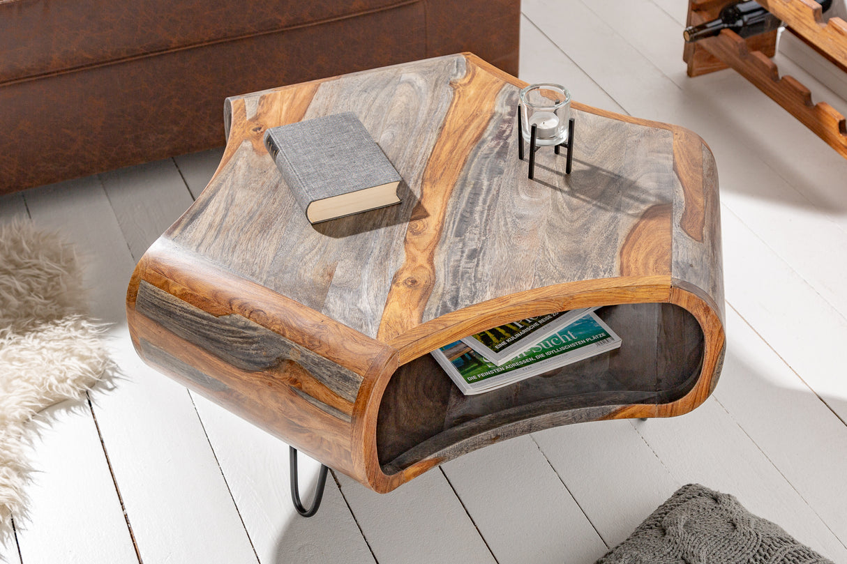 Coffee table ORGANIC LIVING 80cm sheesham wood grey