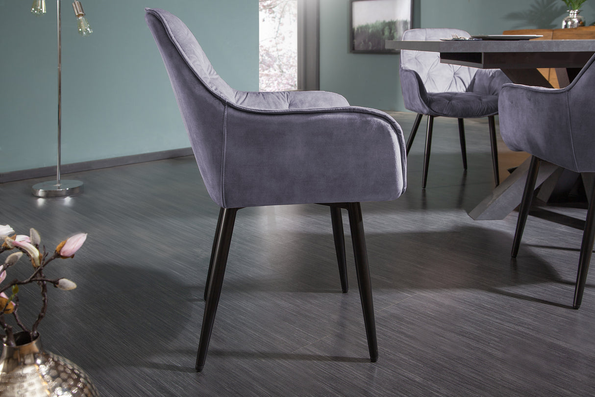 Chair MILANO with armrests velvet grey