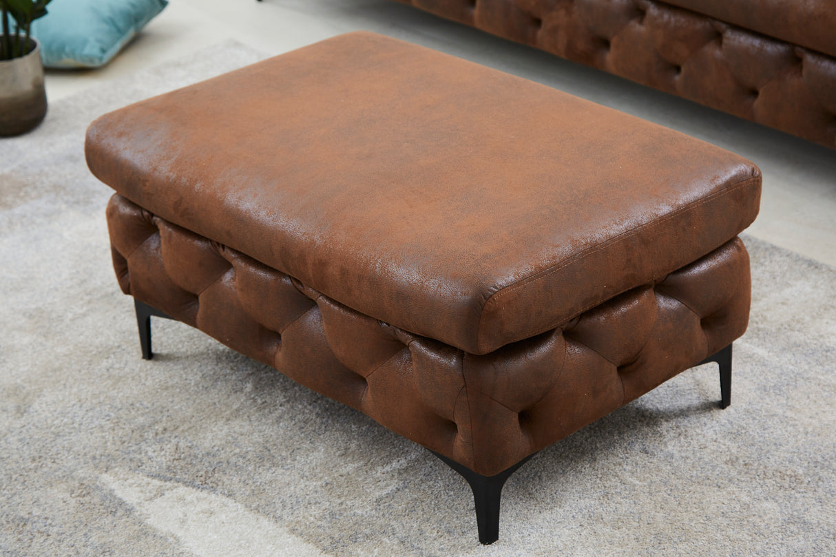 Stool MODERN BAROCK 90cm antique brown in chesterfield style