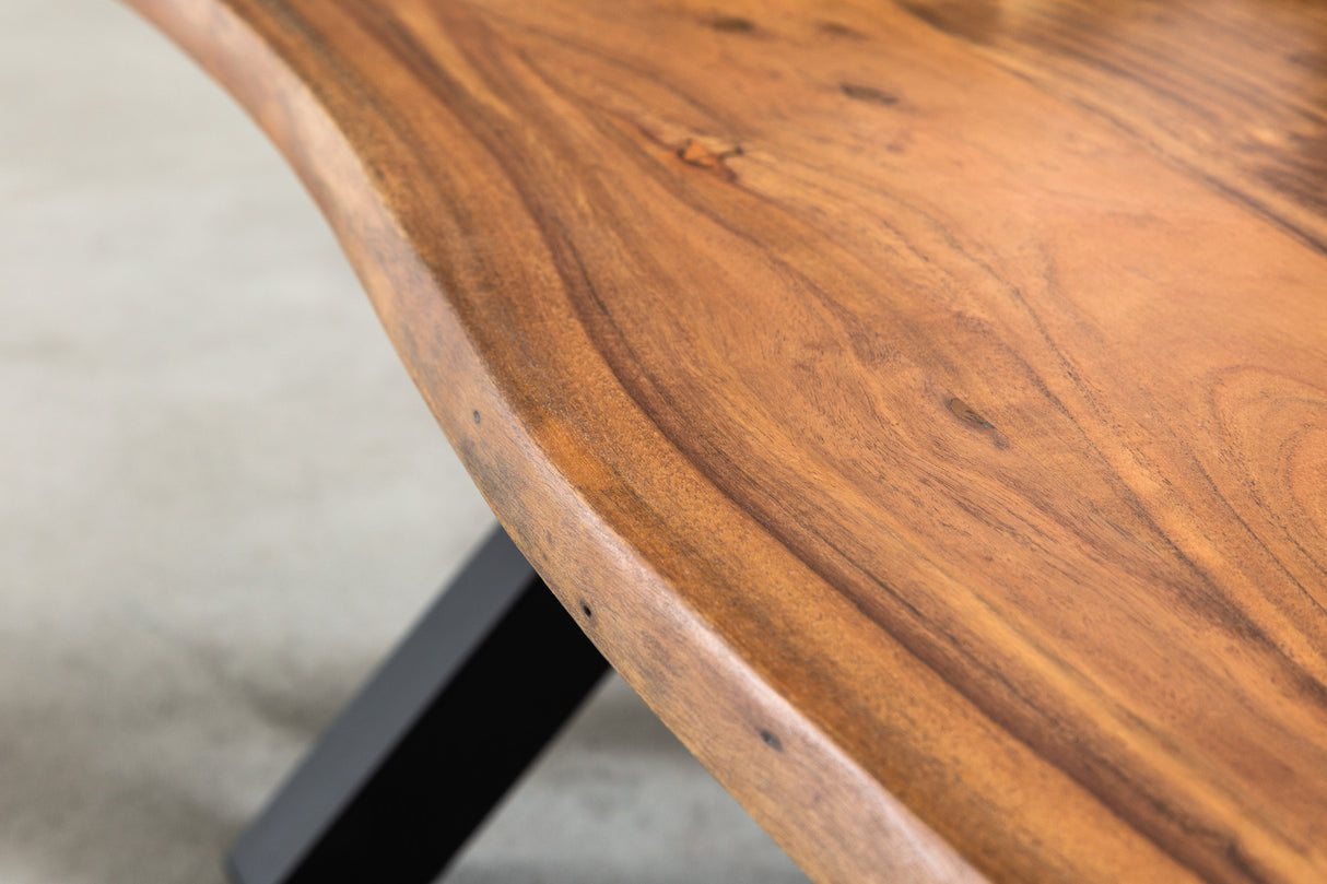 Couchtisch MAMMUT 120cm X-Beine 25mm Akazienholz Honig Finish
