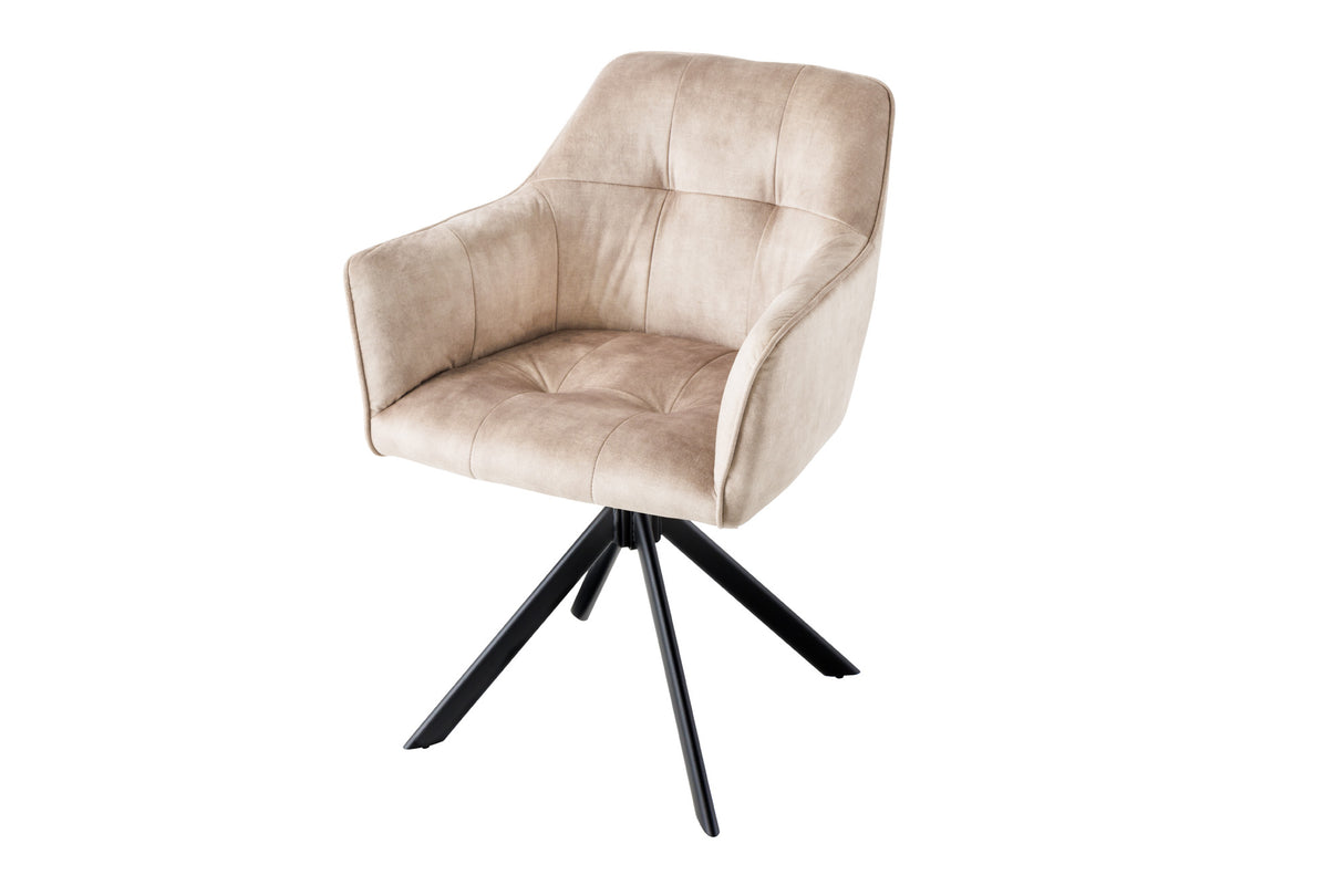 Drehstuhl LOFT 180° mit Armlehnen Samt champagner