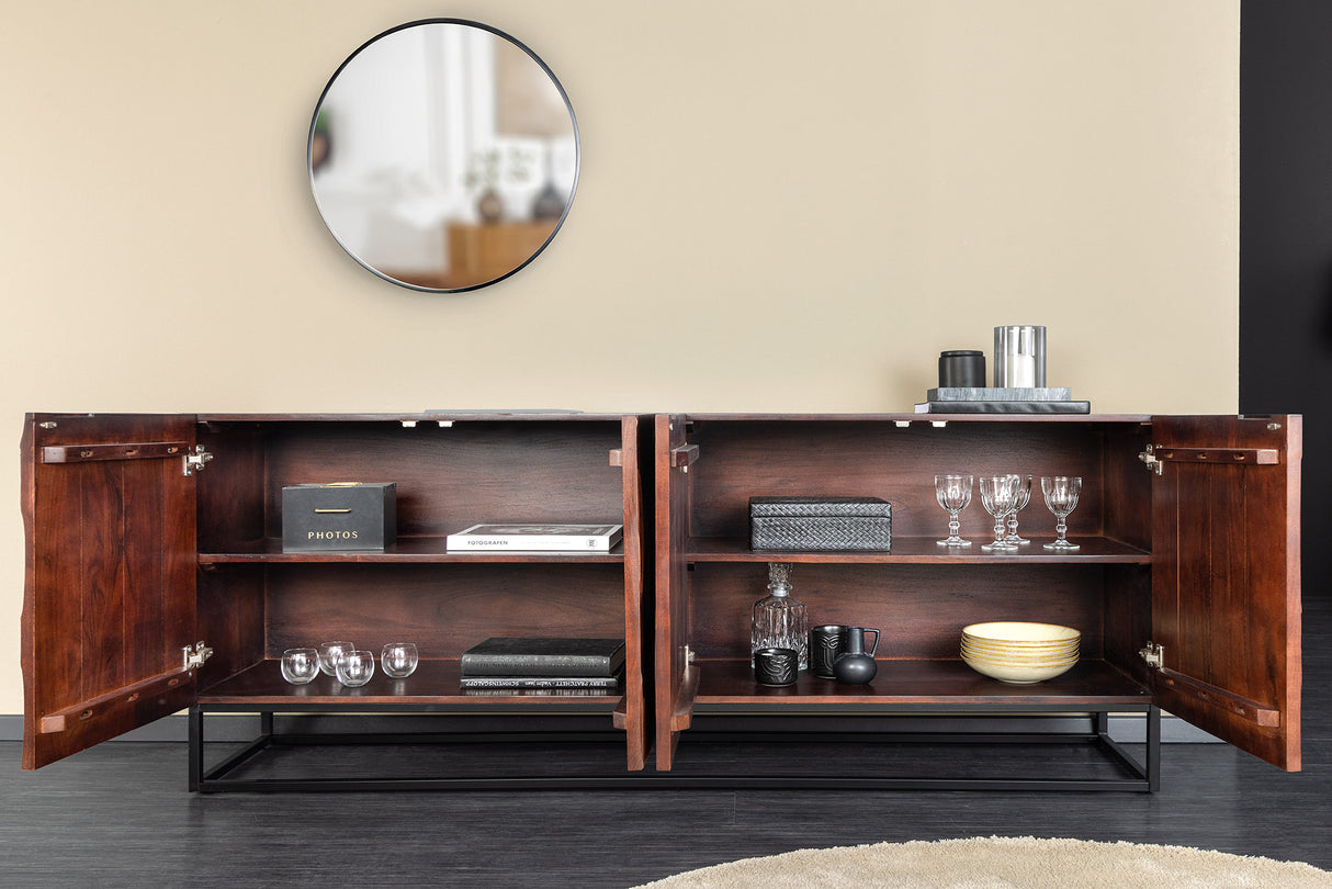 Sideboard DUNE 175cm 3D Akazienholz dunkel walnussbraun