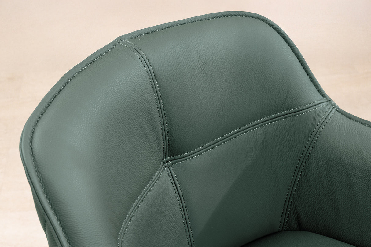 Drehstuhl EUPHORIA drehbar 180° mit Armlehnen Leder grün