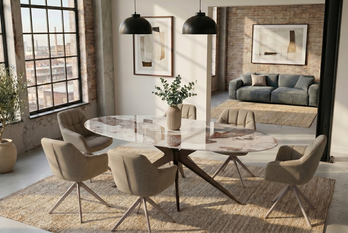 Dining table PANDORA 220cm oval ceramic bronze