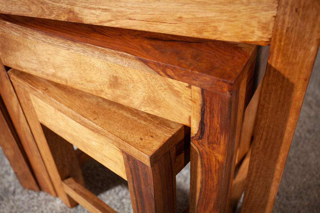 Side table MONSOON 25-45cm set of 3 sheesham wood natural