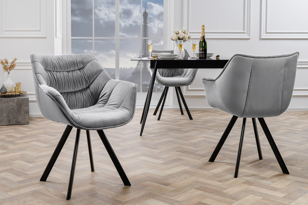 Chair THE DUTCH COMFORT with armrests velvet grey