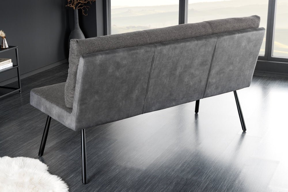 Bench BIG GEORGE 160cm flat woven fabric spring core velvet anthracite