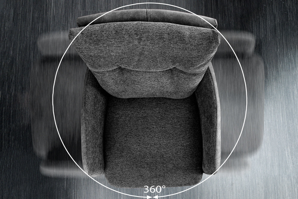 Bar stool BIG GEORGE w/ armrests flat woven fabric velvet anthracite rotatable