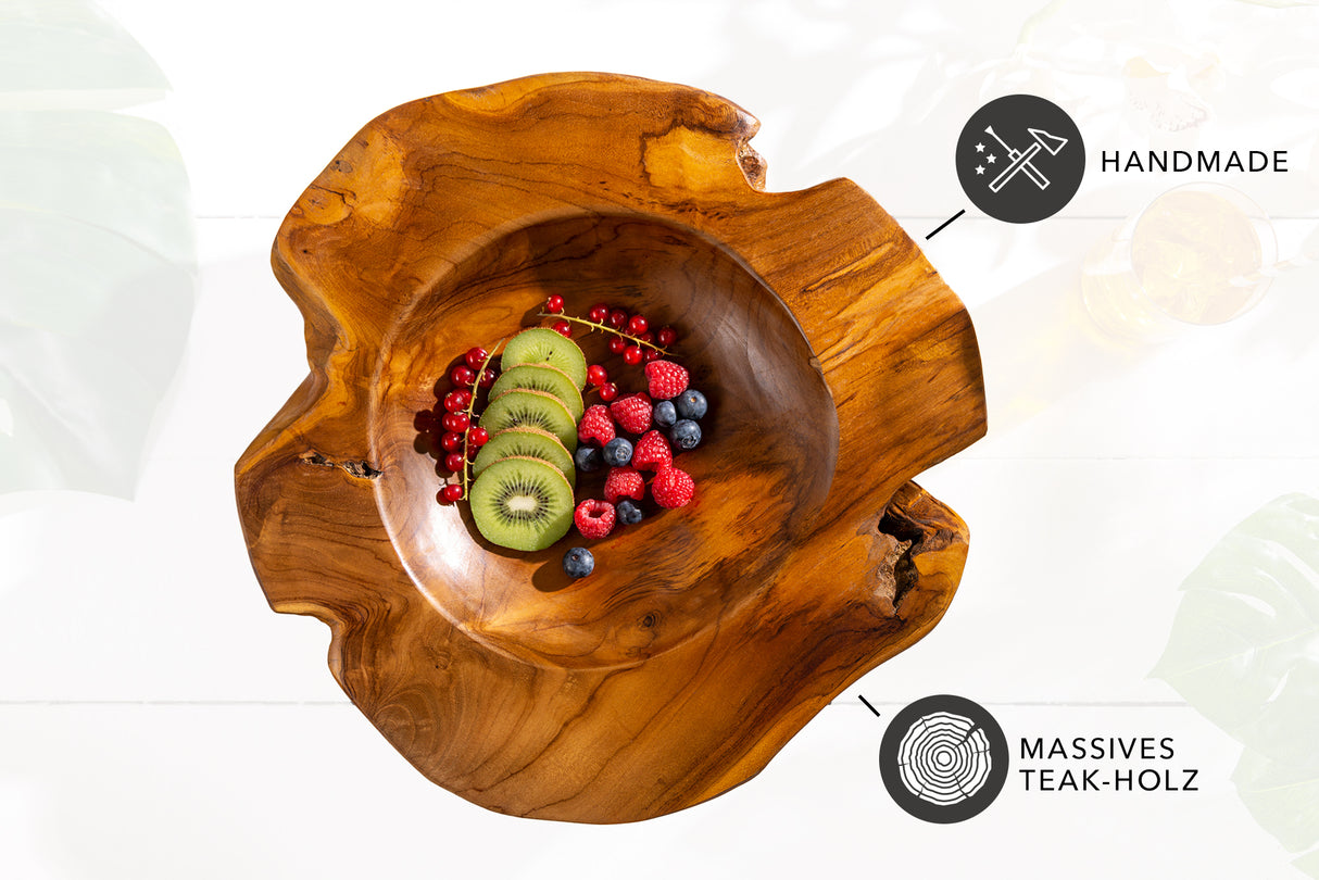 Root wood bowl 40cm teak wood natural