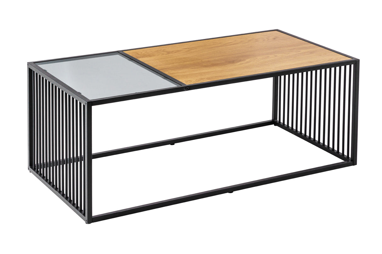 Couchtisch ARCHITECTURE 100cm Wildeiche Optik und Rauchglas