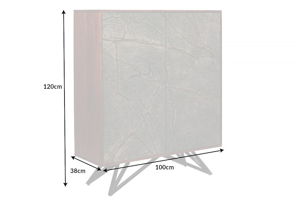 Highboard MOUNTAIN SOUL 120cm acacia natural stone look black