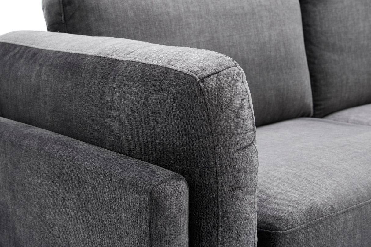 Corner sofa MANHATTAN 295cm w/ ottoman right velvet dark grey