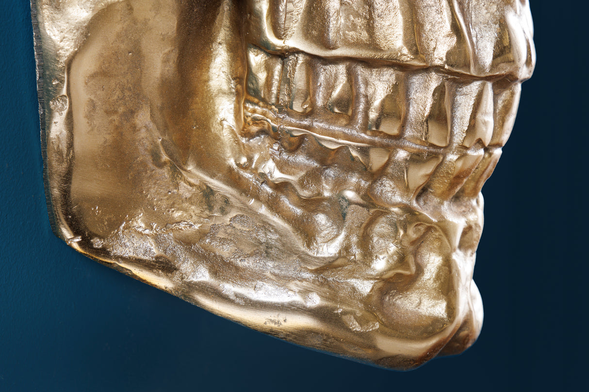 Wall decoration sculpture SKULL 40cm gold