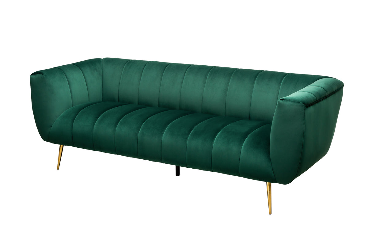 Sofa NOBLESSE 225cm 3-seater velvet emerald green w/ golden feet