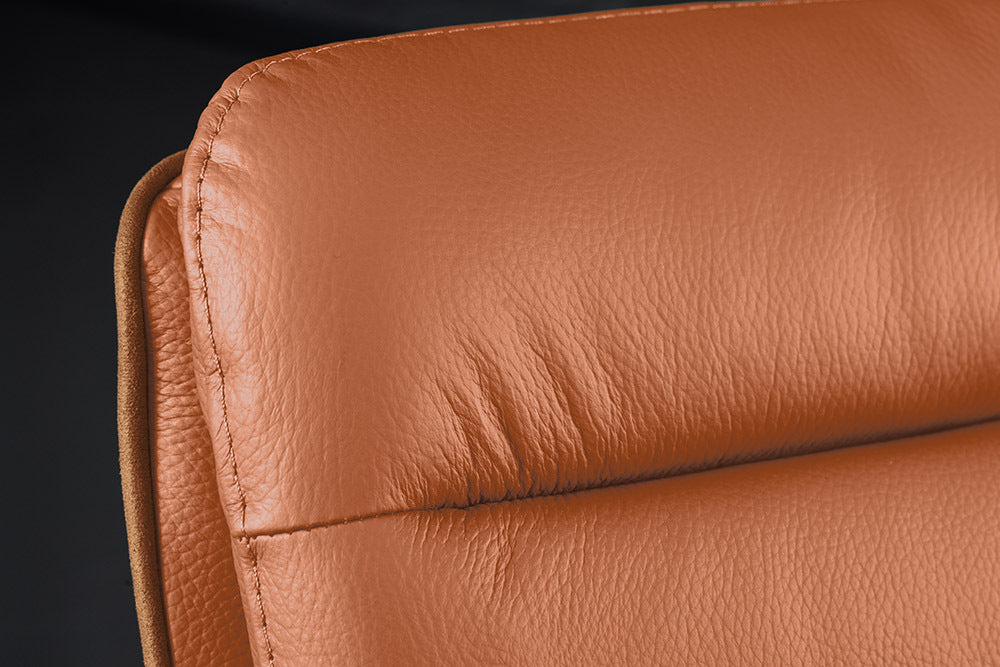 Bar stool BIG GEORGE w/ armrests microfibre leather cognac rotatable height adjustable