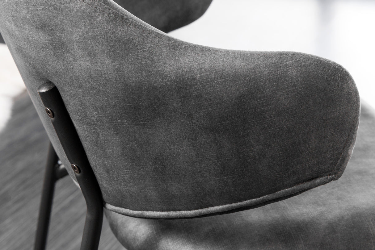 Chair TRACY velvet grey black legs