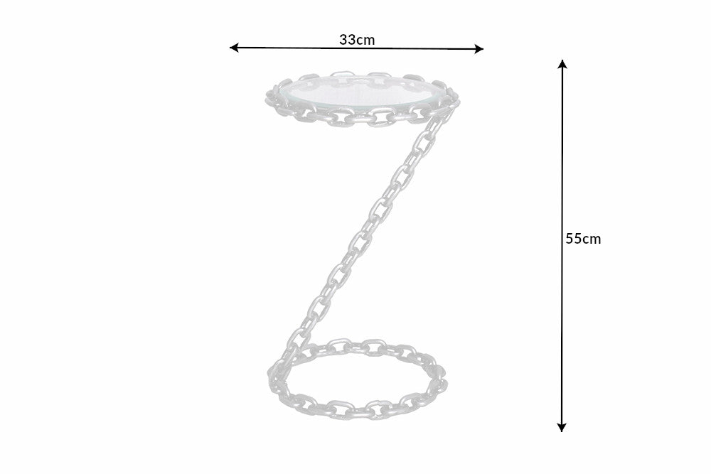Side table CHAIN 55cm w/ glass plate
