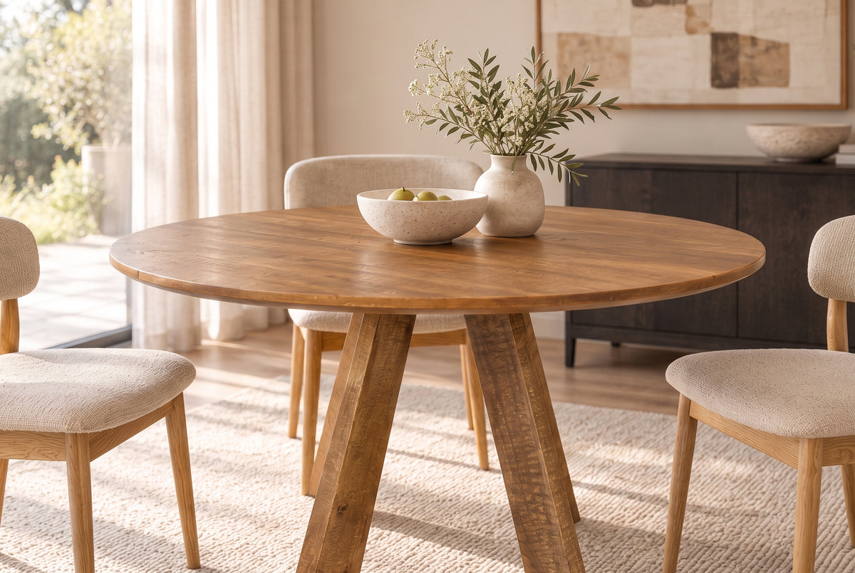 Esstisch ART WOOD Ø 120cm rund Mangoholz braun honigfarbenes Finish