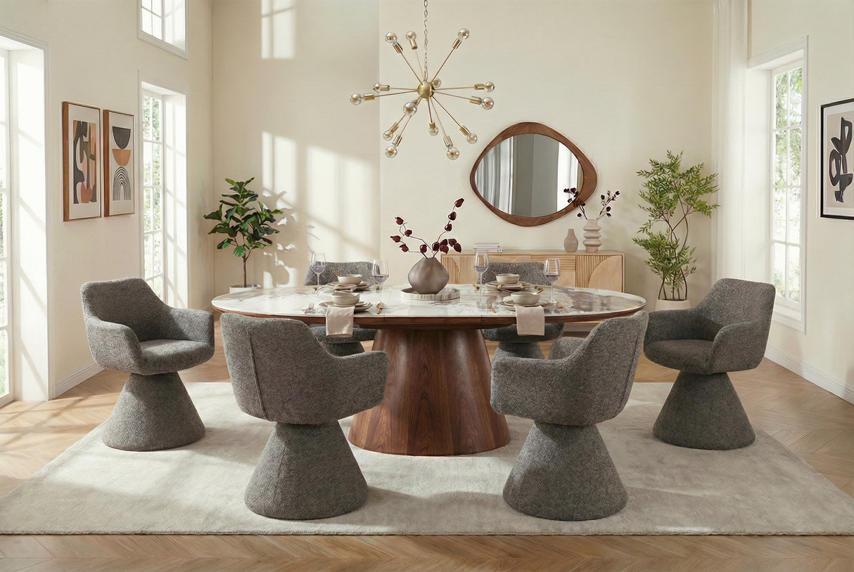 Swivel chair AMBIENTO 180° auto-return w/ armrests brown