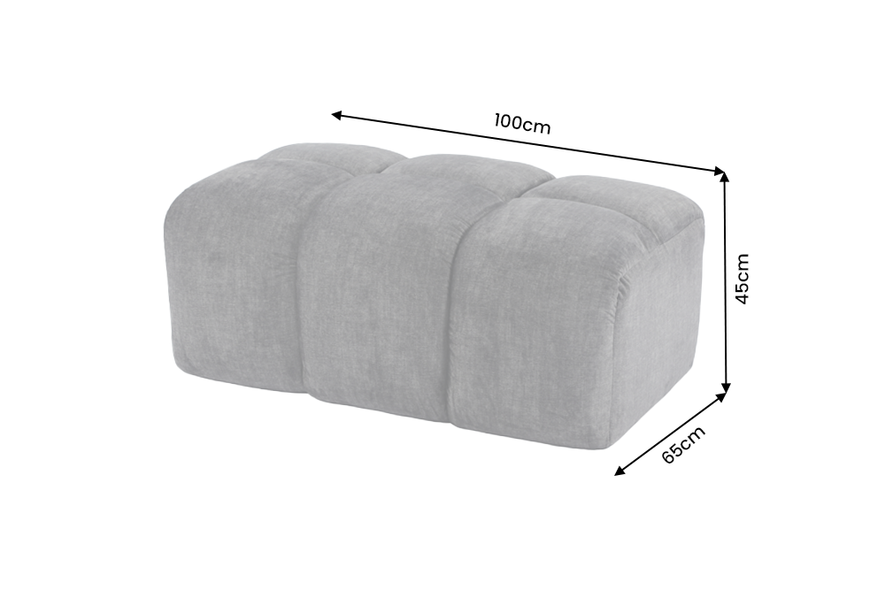 Hocker CLOUD 100cm Samt grau