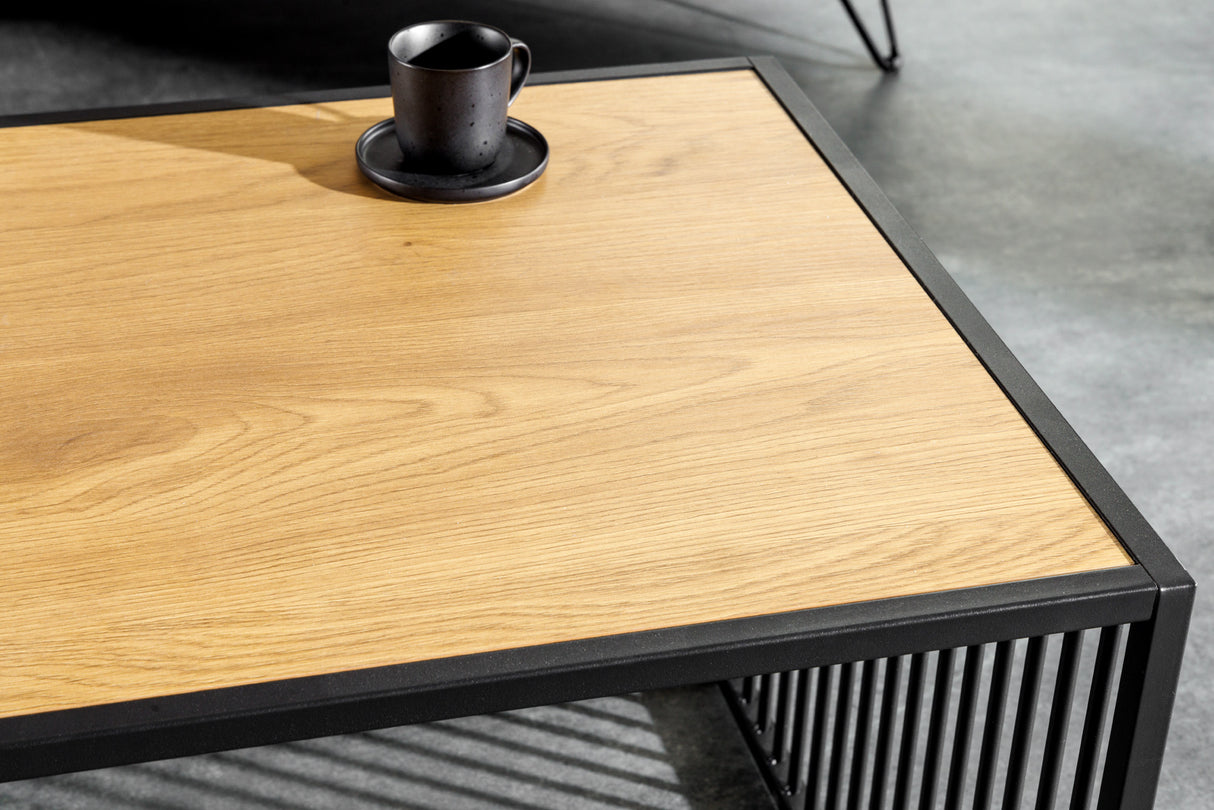 Couchtisch ARCHITECTURE 100cm Wildeiche Optik und Rauchglas