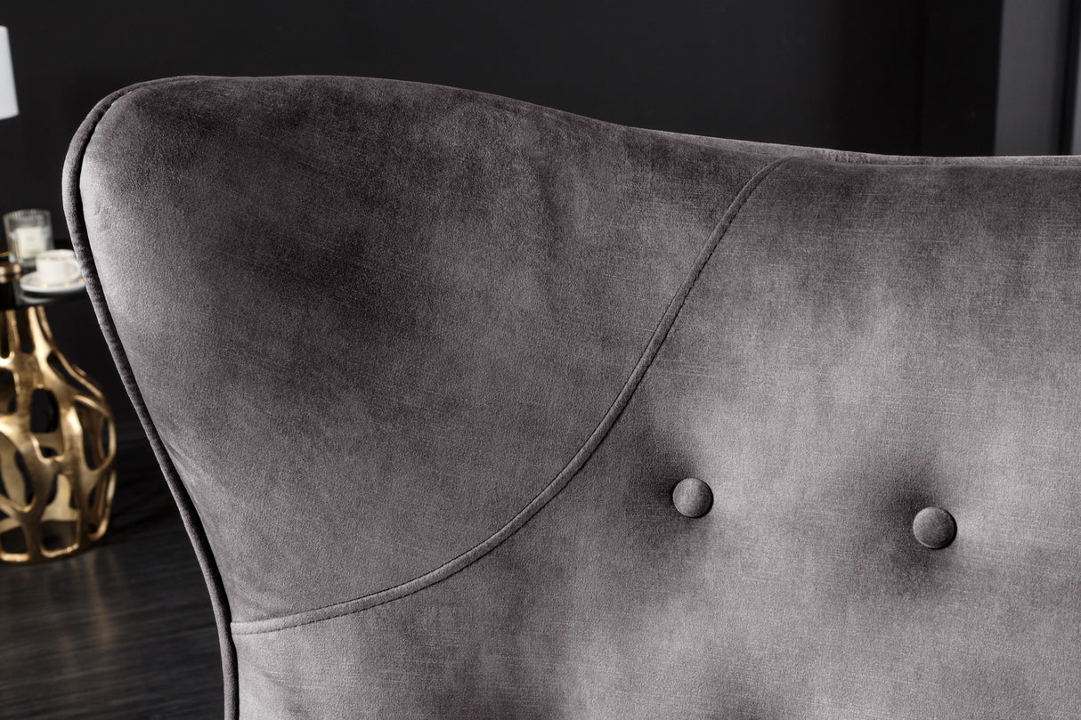 Wing chair AMSTERDAM velvet grey
