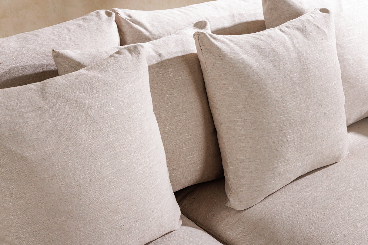 Sofa HEAVEN 210cm 3-seater spring core removable cover linen natural