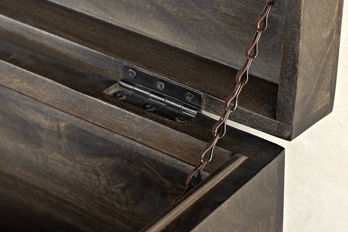 Bench locker FACTORY LOFT 115cm mango wood taupe brown