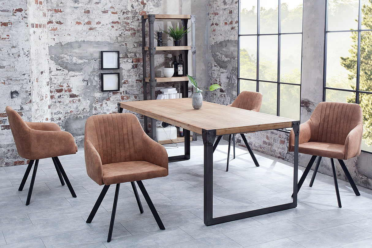 Chair LUCCA with armrests microfibre vintage brown