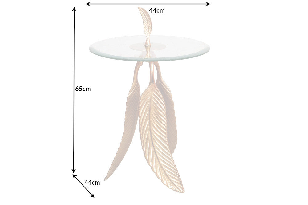 Side table FEATHER 65cm gold 7mm tempered glass