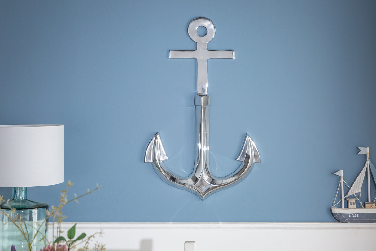 Wall decoration ANCHOR 70cm 3D silver aluminium