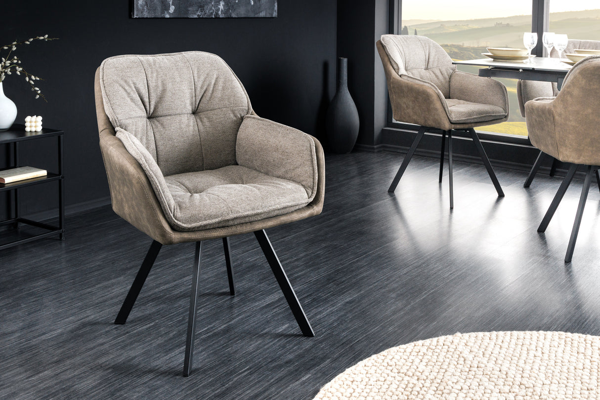 Swivel chair LOUNGER 180° with armrests microfibre vintage taupe