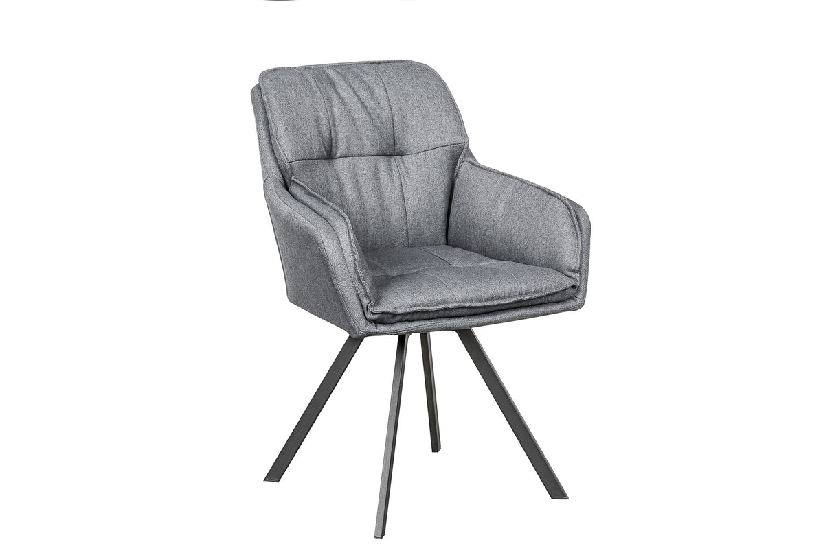Swivel chair LOUNGER 180° with armrests microfibre grey