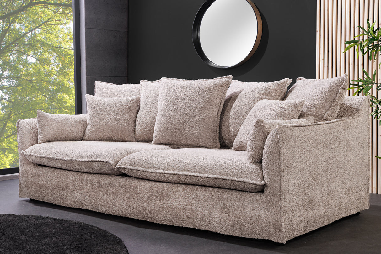 Sofa HEAVEN 200cm 3-Sitzer Federkern abnehmbarer Bezug Bouclé Champagnerbeige