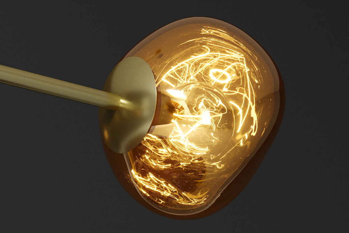 Pendelleuchte LIQUID DIAMOND 5 Glasschirme gold